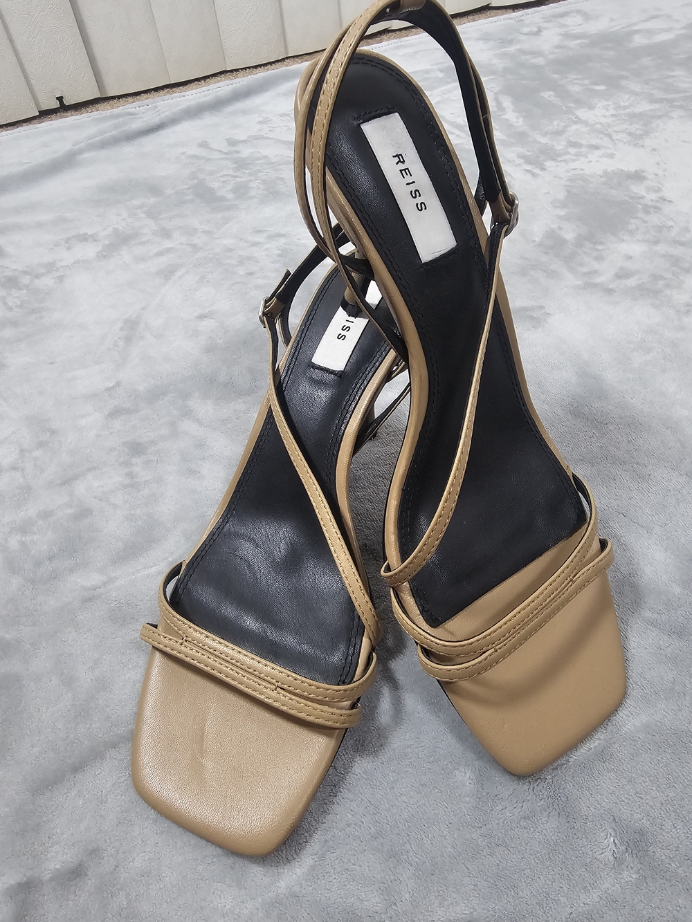 REISS Tan Strappy Square-Toe Sandals Sz 39 - Picture 6 of 12